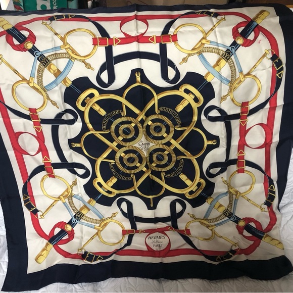 Authentic Hermes Blue Eperon D'or Tellier Scarf 90cm - Picture 1 of 5